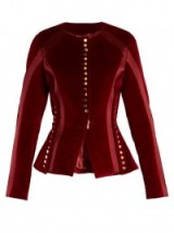 ALTUZARRA Cavendish collarless stretch-cotton velvet jacket ~ fitted red jackets