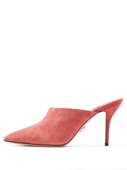 PAUL ANDREW Certosa point-toe suede mules ~ pink shoes - flipped