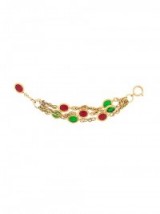 CHANEL VINTAGE multi-strand gripoix bracelet – designer jewellery – red and green stone bracelets