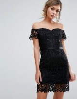 Chi Chi London Lace Bandeu Mini Dress with Sweetheart Neck ~ bardot party dresses