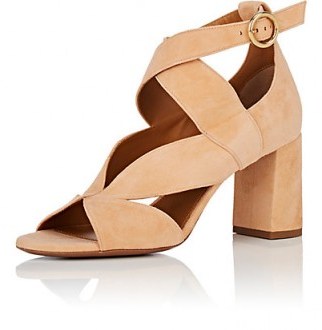 CHLOÉ Graphic Leaves Suede Sandals - flipped
