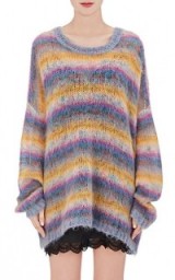 CHLOÉ Striped Mohair-Blend Oversized Sweater | long slouchy sweaters | luxe knitwear