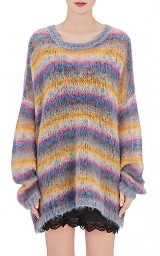 CHLOÉ Striped Mohair-Blend Oversized Sweater | long slouchy sweaters | luxe knitwear - flipped