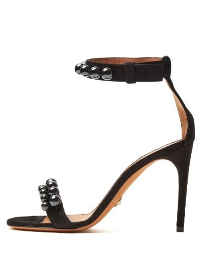 GIVENCHY Classic faux-pearl embellished suede sandals - flipped