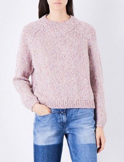 CLOSED Speckled high-neck knitted jumper ~ dusky pink jumpers ~ chunky crew neck sweaters ~ knitwear - flipped