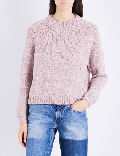 CLOSED Speckled high-neck knitted jumper ~ dusky pink jumpers ~ chunky crew neck sweaters ~ knitwear