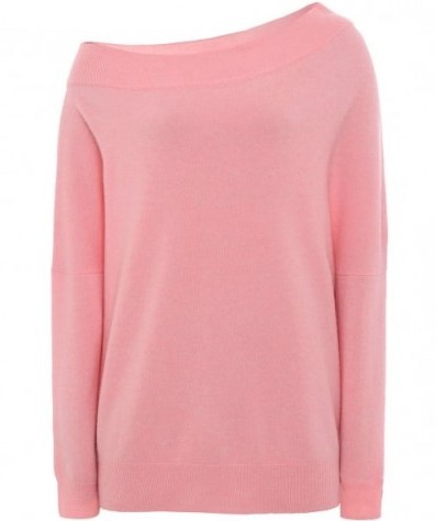 COCOA CASHMERE Cashmere Bardot Off-Shoulder Jumper | pink jumpers | knitwear - flipped