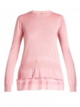 NO. 21 Contrast panel wool-blend sweater ~ pink layered hem sweaters ~ knitwear