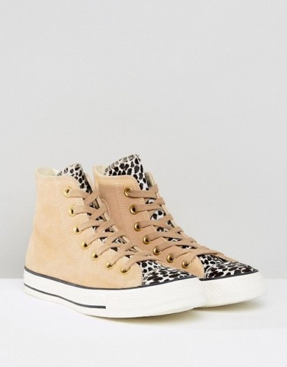 Converse Chuck Taylor All Star Hi Top Trainers In Pale Leopard Print | high tops | sports luxe | animal print sneakers - flipped