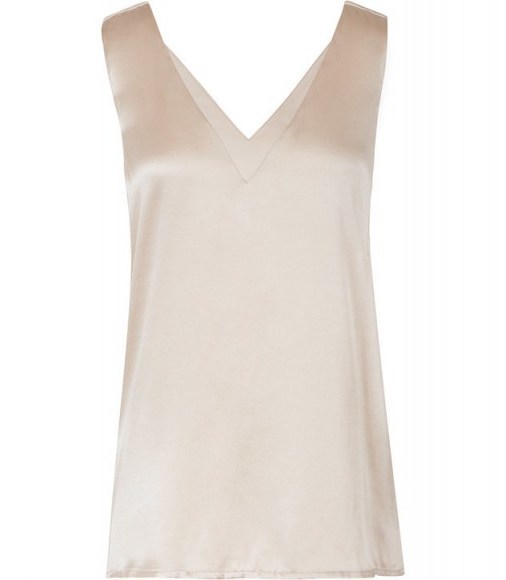 REISS CORALINE SILK FRONT TANK TOP FAWN - flipped
