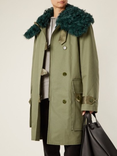 ACNE STUDIOS Cornel shearling-collar cotton-canvas coat ~ stylish winter coats - flipped