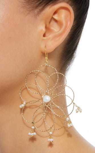 Rosantica Cosmo Gold-Tone Pearl Earrings ~ statement jewellery - flipped