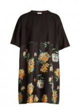 RAEY Cotton and chrysanthemum-print silk T-shirt dress ~ floral printed dresses