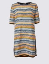 PER UNA Cotton Blend Striped Tunic Jumper / M&S / Marks and Spencer knitwear