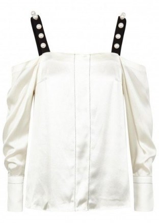 3.1 PHILLIP LIM Cream open-shoulder silk top - flipped