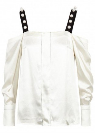 3.1 PHILLIP LIM Cream open-shoulder silk top