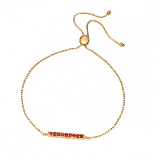 LOLA ROSE Curio Bar Slider Bracelet | delicate red stone bracelets | modern style jewellery | ruby gemstones - flipped