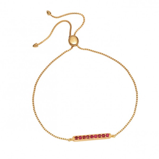 LOLA ROSE Curio Bar Slider Bracelet | delicate red stone bracelets | modern style jewellery | ruby gemstones