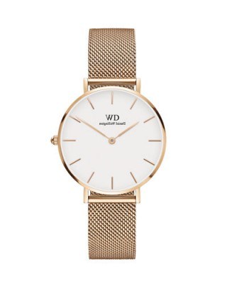 Daniel Wellington 32mm Classic Petite Melrose Bracelet Watch w/White Dial ~ ladies stylish watches - flipped