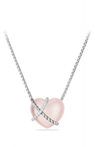 DAVID YURMAN Le Petite Coeur Sculpted Heart Chain Necklace with Diamonds - flipped
