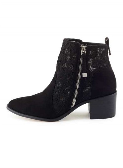 MISS SELFRIDGE DAYTON Black Lace Ankle Boots - flipped