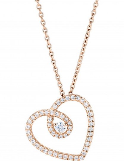 DE BEERS Heart pink-gold and diamond pendant - flipped