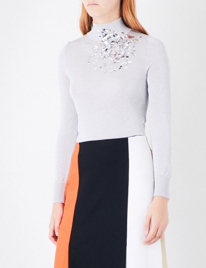 DELPOZO Sequin-embellished turtleneck jumper | luxe high neck jumpers | luxury knitwear - flipped