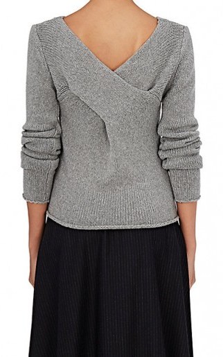 DEREK LAM 10 CROSBY Twist-Back Wool-Cashmere Sweater | grey luxe style sweaters | knitwear - flipped