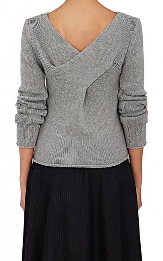 DEREK LAM 10 CROSBY Twist-Back Wool-Cashmere Sweater | grey luxe style sweaters | knitwear