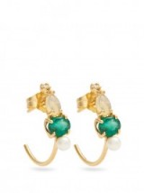 LOREN STEWART Diamond, emerald, opal, pearl & gold earrings