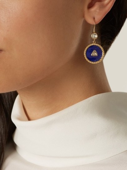 JADE JAGGER Diamond, lapis & yellow-gold earrings ~ eye-catching blue stone jewellry - flipped