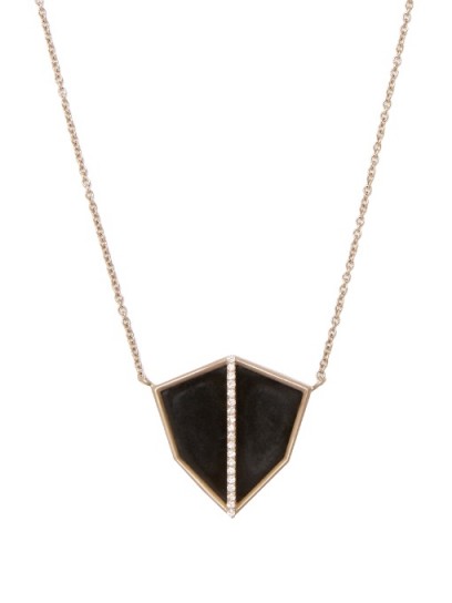MONIQUE PÉAN Diamond, obsidian & white-gold necklace ~ stylish pendant necklaces
