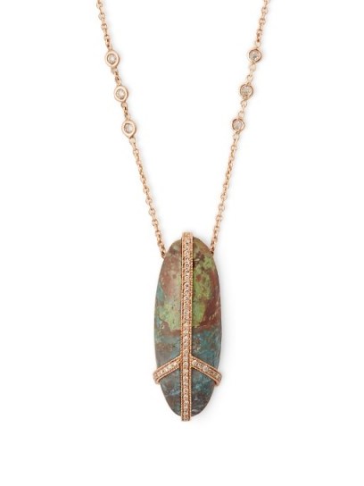 JACQUIE AICHE Diamond, turquoise & rose-gold necklace ~ luxe pendants - flipped