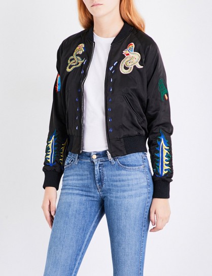 DIESEL Absol embroidered satin jacket | black embroidered bomber jackets