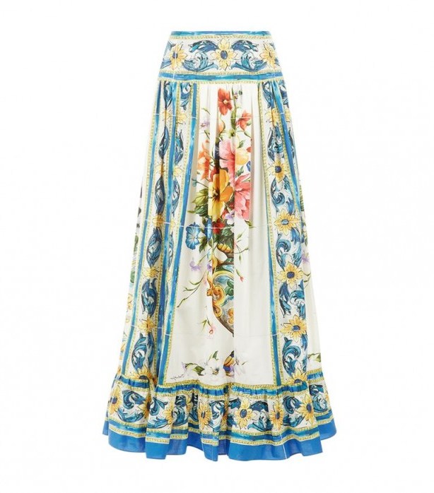 Dolce & Gabbana Majolica Print Maxi Skirt – mixed floral printed skirts - flipped