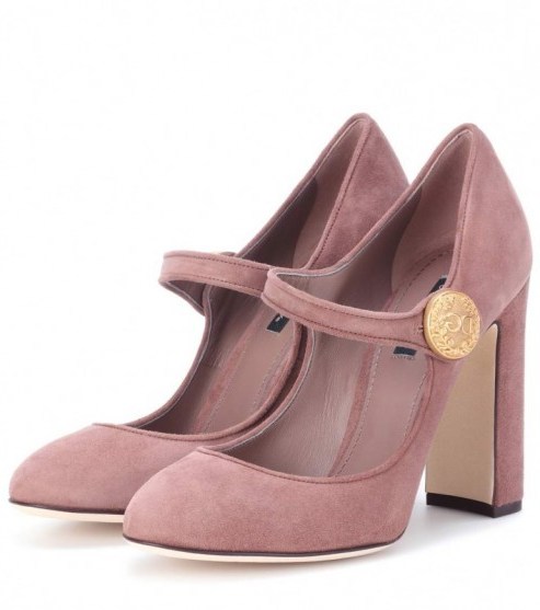DOLCE & GABBANA Mary-Jane suede pumps ~ lilac shoes - flipped