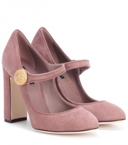 DOLCE & GABBANA Mary-Jane suede pumps ~ lilac shoes