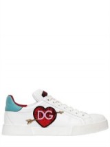 DOLCE & GABBANA PORTOFINO LIGHT LEATHER SNEAKERS | designer trainers | heart embellished flats | sports luxe shoes