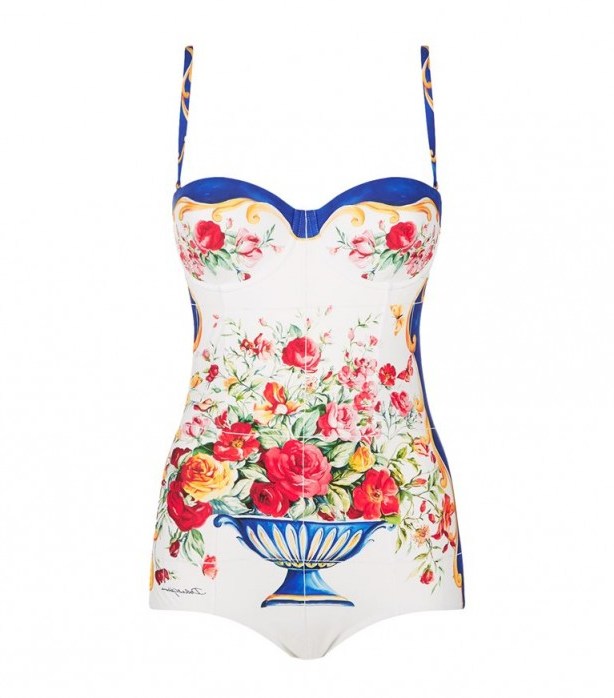 Dolce & Gabbana Mosaic Tile Print Push-Up Swimsuit - flipped