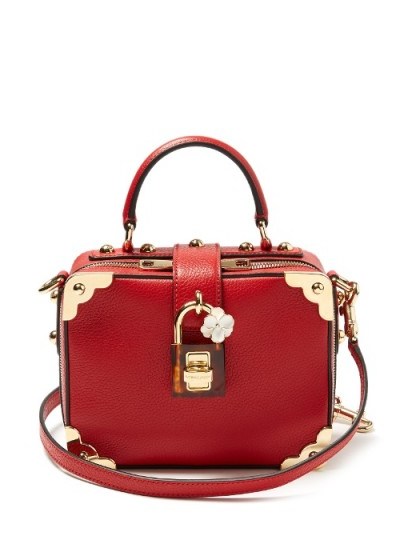 DOLCE & GABBANA Dolce Soft grained-leather box bag ~ beautiful red top handle bags ~ Italian handbags - flipped