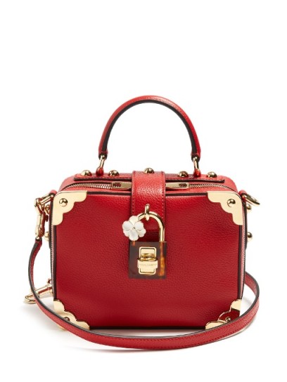 DOLCE & GABBANA Dolce Soft grained-leather box bag ~ beautiful red top handle bags ~ Italian handbags