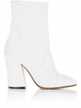 DRIES VAN NOTEN Angled-Heel Velvet Ankle Boots | white luxe footwear