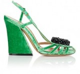 DRIES VAN NOTEN Embellished Velvet Slingback Sandals | luxe green shoes