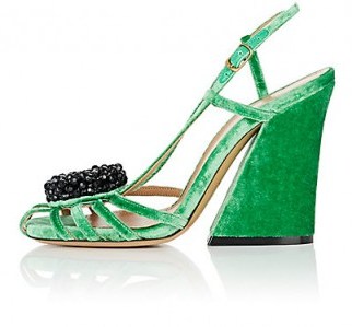 DRIES VAN NOTEN Embellished Velvet Slingback Sandals | luxe green shoes - flipped