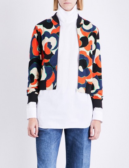 DRIES VAN NOTEN Haralson cotton-jersey bomber jacket ~ floral print jackets ~ retro