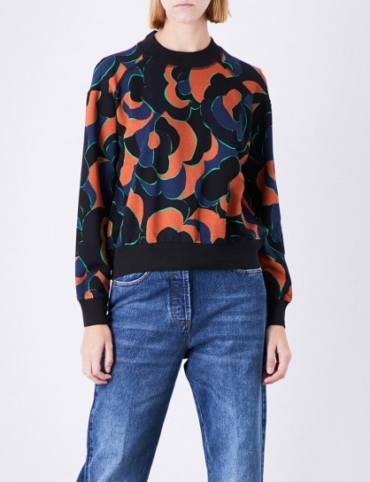 DRIES VAN NOTEN Hardmon cotton-jersey sweatshirt ~ floral print sweatshirts - flipped