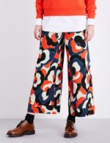 DRIES VAN NOTEN Hasson wide-leg cotton trousers ~ red floral print pants ~ cropped hem