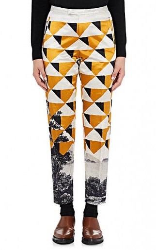 DRIES VAN NOTEN Pama Cotton-Blend Satin Trousers | geometric printed pants - flipped