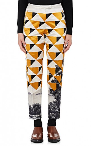 DRIES VAN NOTEN Pama Cotton-Blend Satin Trousers | geometric printed pants