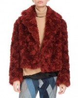 Dries Van Noten Rimbald Cropped Fuzzy Coat | rust coloured fluffy coats/jackets